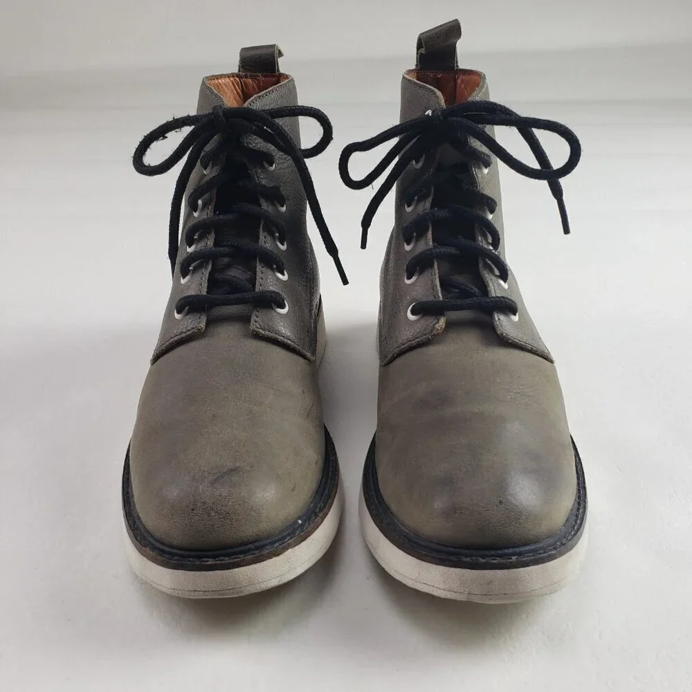Oliver Clark Leather Ankle Boot Womens 8 Gray Lace Up Handmade Classic
